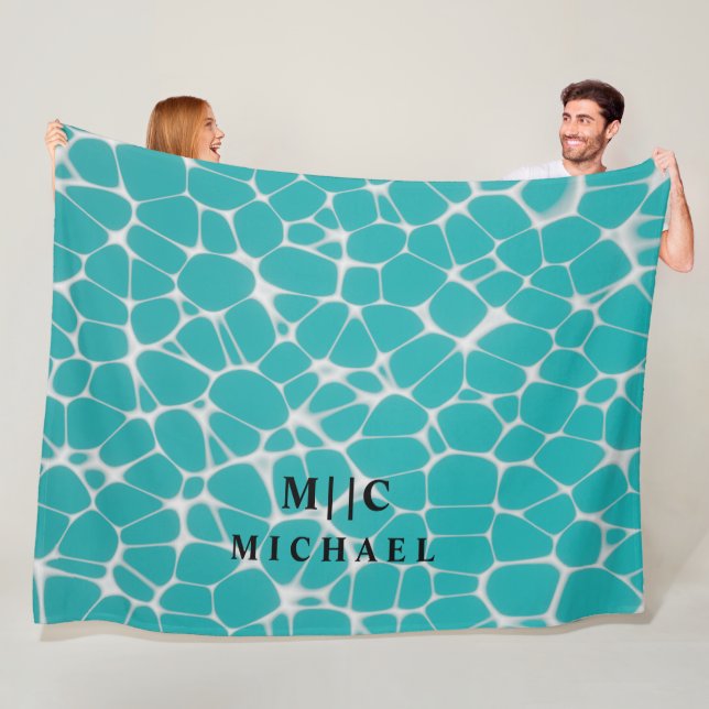 Cobertor De Velo monograma simples, azul e branco (In Situ)