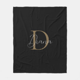 Cobertor De Velo Monograma Simples de Script Dourado de Mossy Black