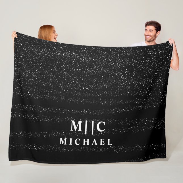 Cobertor De Velo monograma simples, preto e branco, de abstrato (In Situ)