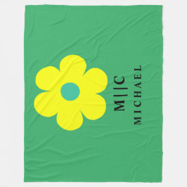 Cobertor De Velo monograma simples verde e amarelo
