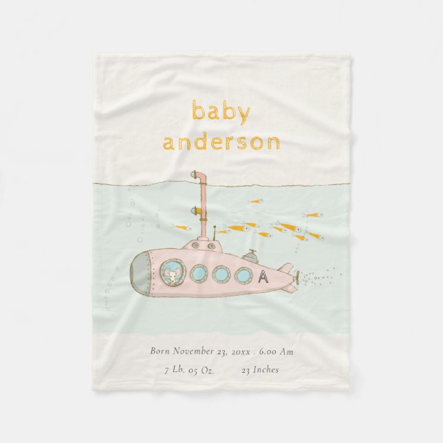 Cobertor De Velo Monograma submarino submarino em bruto (Frente)