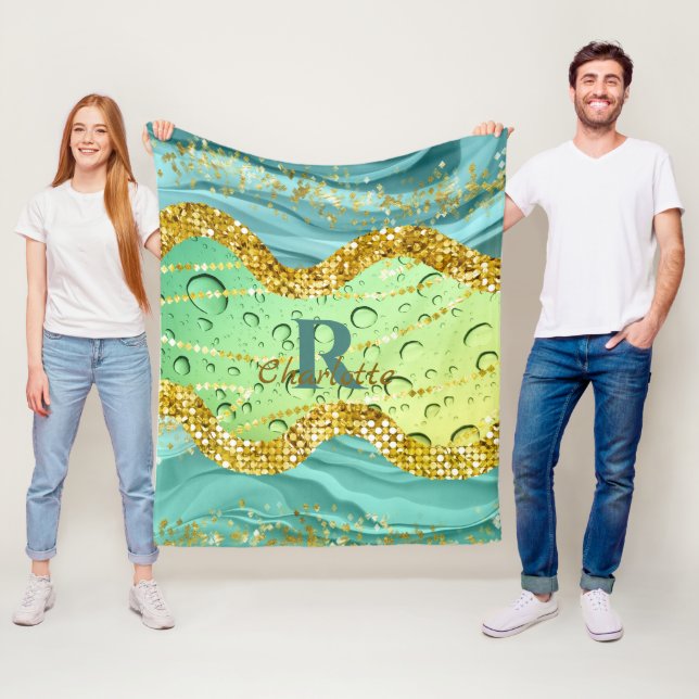 Cobertor De Velo Monograma Verde Esparkly | Gradiente luminoso (In Situ)