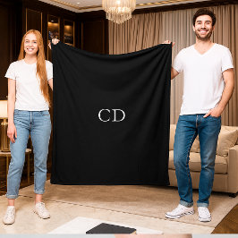 Cobertor De Velo Monogramas brancos pretos modernos