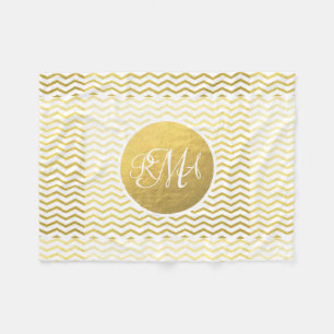 Cobertor De Velo Monogrammed Dourado e branco de Chevron