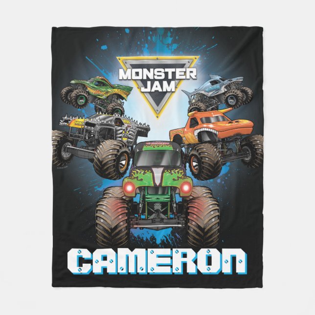 Cobertor De Velo Monster Jam Grupo - Personalizado (Frente)