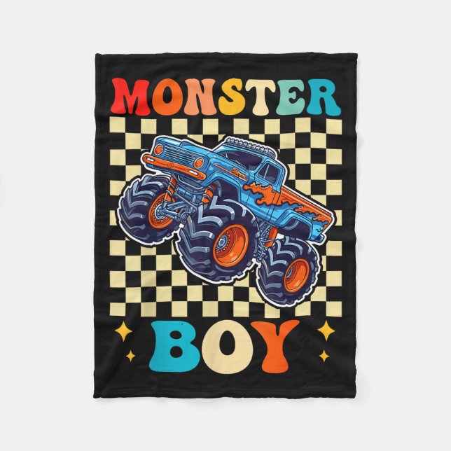 Cobertor De Velo Monster Truck Boy Family Matching Monster Trucks B (Frente)