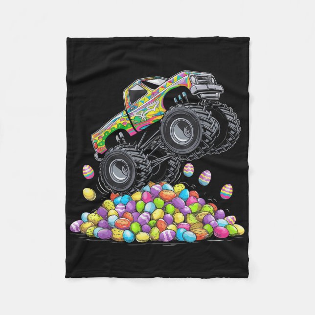 Cobertor De Velo Monster Truck Páscoa Adolescentes Rapazes Crianças (Frente)