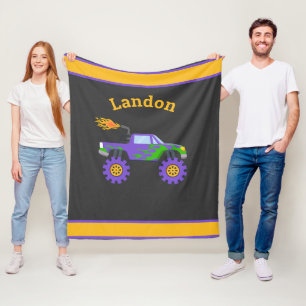 Cobertor De Velo Monster Truck Personalizado Kids Fleece Blanke