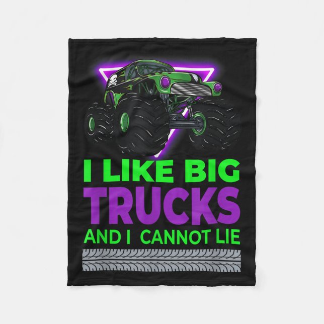 Cobertor De Velo Monster Trucks - I Like Big Trucks And I Cannot Li (Frente)