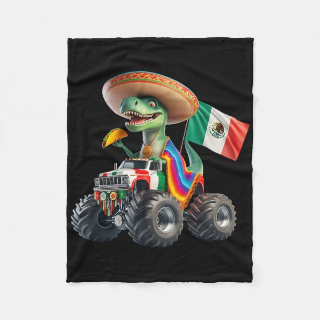 Cobertor De Velo Monstro de Caminhão de Taco de Dinossauro Engraçad (Frente)