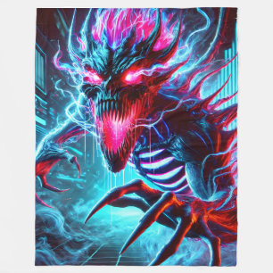 Cobertor De Velo Monstro de Horror Neon Olhos Brilhantes Ciberpunk