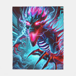 Cobertor De Velo Monstro de Horror Neon Olhos Brilhantes Ciberpunk 