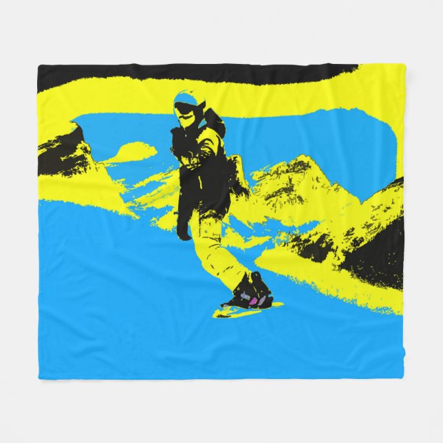 Cobertor De Velo Montanha Snowboard - Snowboarder Fleece Blanket (Frente (Horizontal))