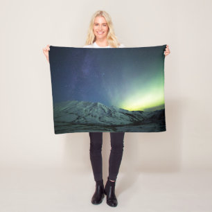 Cobertor De Velo Montanhas Aurora Borealis e Via Látea do Alasca