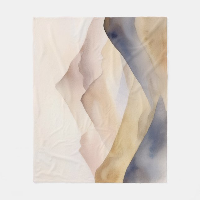 Cobertor De Velo Montanhas beges abstrato minimalísticas de aquarel (Frente)