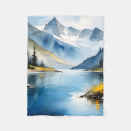 Cobertor De Velo Montanhas com capa de neve e um lago