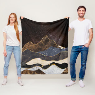 Cobertor De Velo Montanhas de Mármore Abstratas Sob o Céu Estrelado
