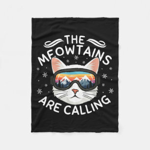 Cobertor De Velo Montanhas Meow Estão Chamando Gato Divertido Esqui
