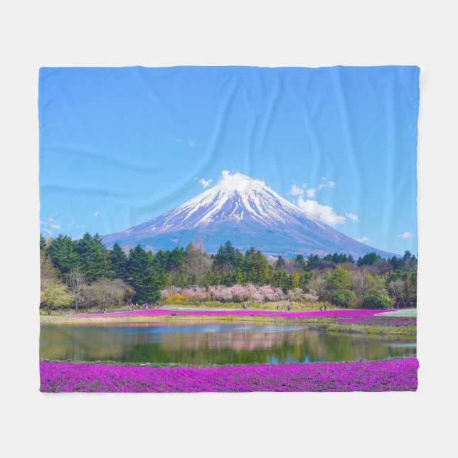 Cobertor De Velo Monte Fuji Trees e Flores (Frente (Horizontal))