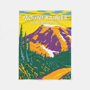 Cobertor De Velo Monte Rainier National Park Washington Retro