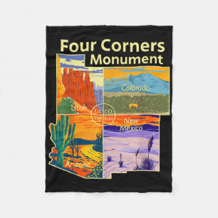 Cobertor De Velo Monumento Vintage Four Corners Com Parque Nacional