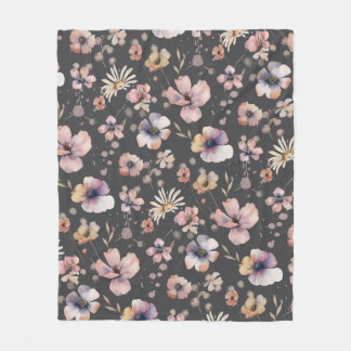 Cobertor De Velo Moody Boho Watercolor Blush Wildflowers Pattern 