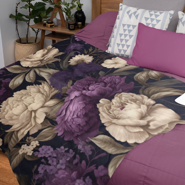Cobertor De Velo Moody Floral Peonies Purple Cream Gothic (Criador carregado)