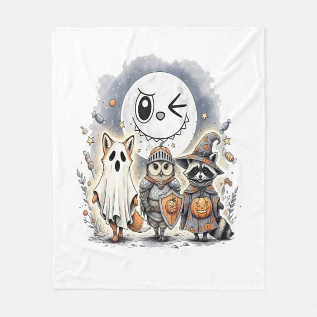 Cobertor De Velo Moon Knight Raccoon Halloween (Frente)
