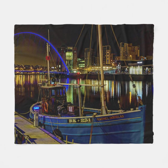 Cobertor De Velo Moon light sky over the the Newcastle Tyne river (Frente (Horizontal))