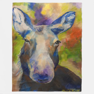 Cobertor De Velo Moosey Moose Alaskan Fleece Blanket