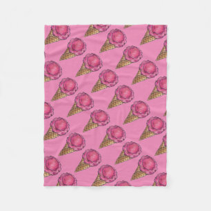 Cobertor De Velo Morango Cor-de-rosa Coluna Waffle Cone Foodie