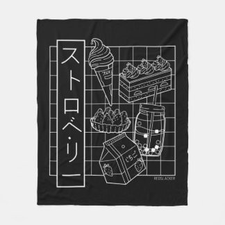 Cobertor De Velo Morango Japonês Animação Estética Vaporwave