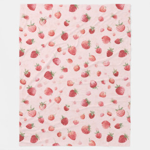 Cobertor De Velo Morangos Frutas Vermelhas Rosadas