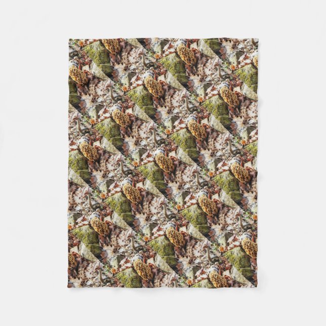 Cobertor De Velo Morel Mushroom na Natureza (Frente)
