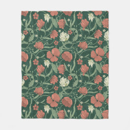 Cobertor De Velo Morris Garden Green & Red Floral Toalha