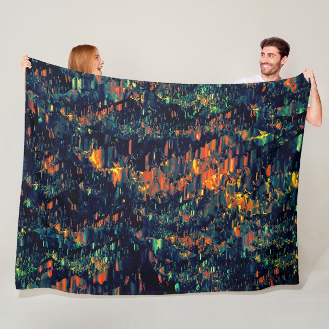 Cobertor De Velo Mosaico abstrato de fogueira deslocada em verde (In Situ)