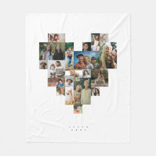 Cobertor De Velo Mosaico de Fotos em Forma de Coração com Vinte Ima