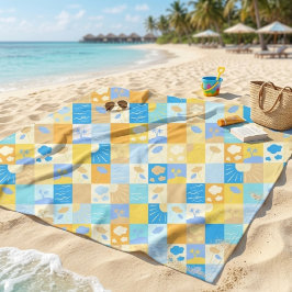 Cobertor De Velo Mosaico de praia e oceano inspira verão