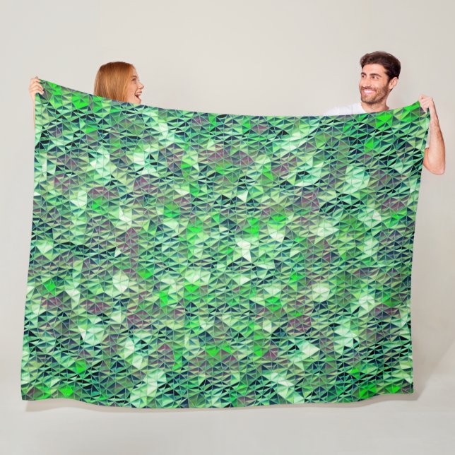 Cobertor De Velo Mosaico em triângulos esverdeados com tons gradien (In Situ)