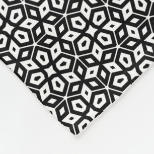 Cobertor De Velo Mosaico Geométrico Abstrato a Preto e Branco, Padr