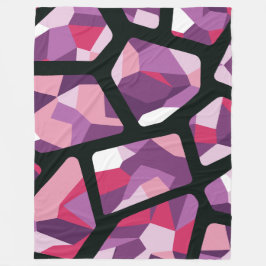 Cobertor De Velo Mosaico Geométrico, Rosa Vibrante e Gemas Roxos
