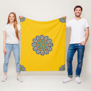 Cobertor De Velo Mosaico marroquino, Turquesa e Amarelo