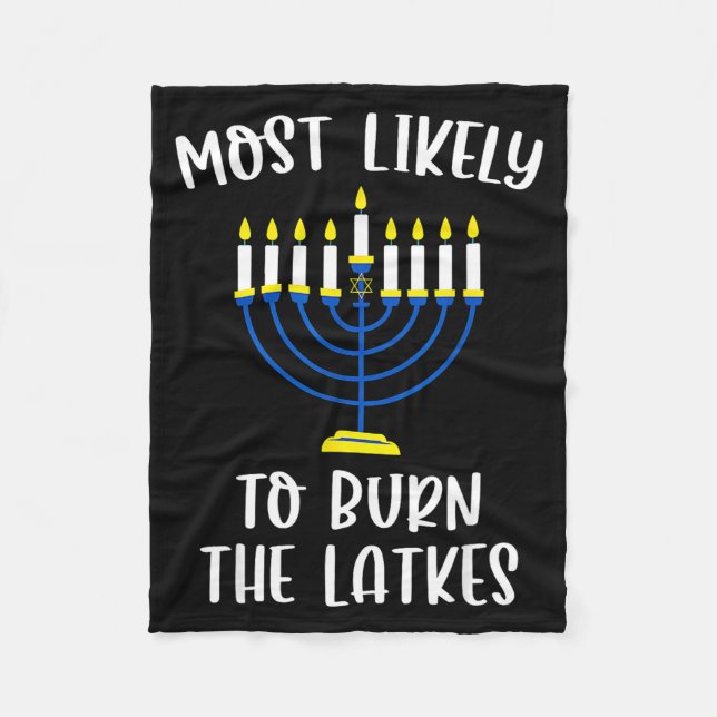 Cobertor De Velo Most Likely To Burn The Latkes Hanukkah Group Matc (Frente)