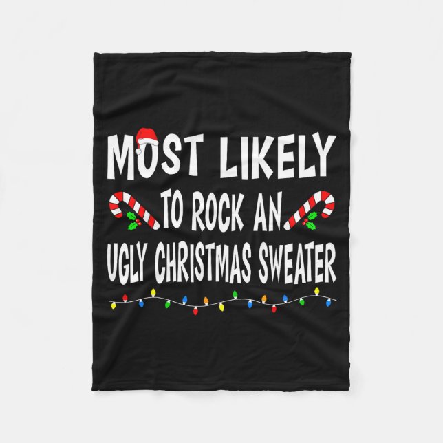 Cobertor De Velo Most Likely To Christmas Xmas Pajamas Funny Matchi (Frente)
