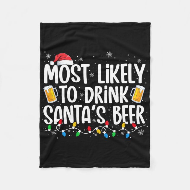 Cobertor De Velo Most Likely To Drink Santa's Beer Fun Christmas Dr (Frente)
