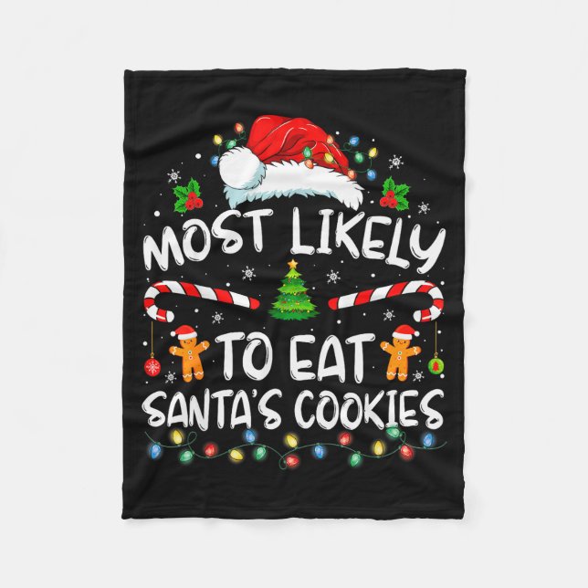 Cobertor De Velo Most Likely To Eat Santa's Cookies Funny Christmas (Frente)