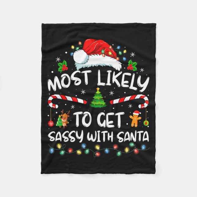 Cobertor De Velo Most Likely To Get Sy With Santa Funny Family Chri (Frente)
