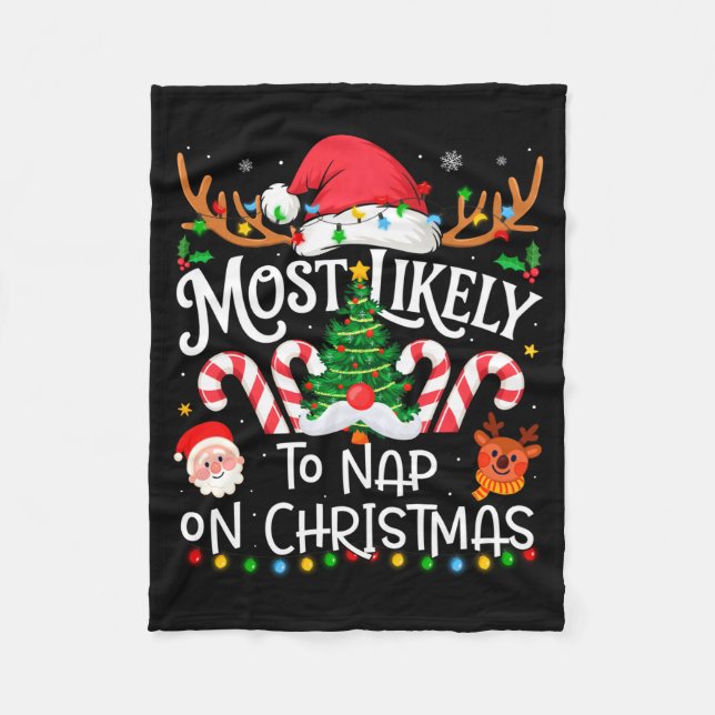 Cobertor De Velo Most Likely To Nap On Christmas Family Matching Ch (Frente)
