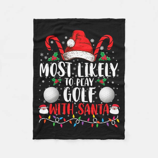Cobertor De Velo Most Likely To Play Golf With Santa Family Xmas  (Frente)