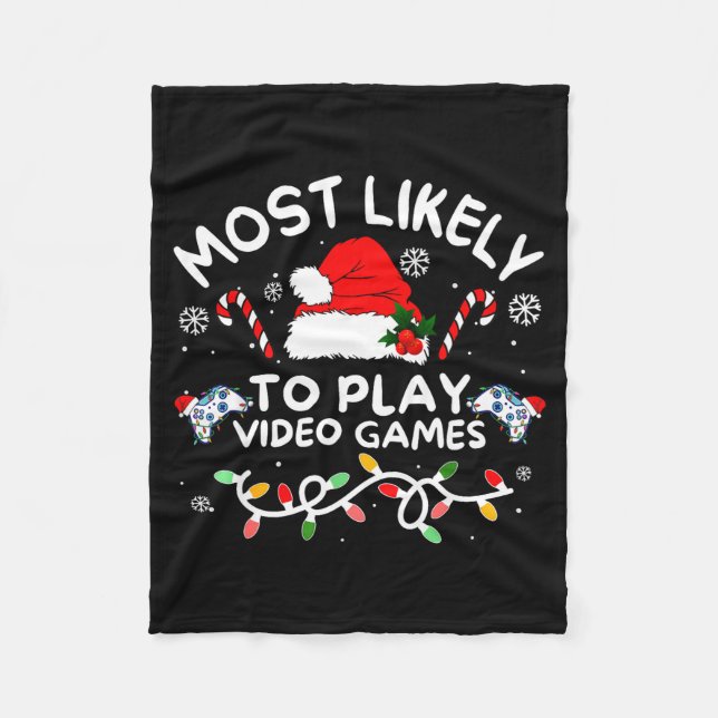 Cobertor De Velo Most Likely To Play Video Games Xmas Gamer Family  (Frente)